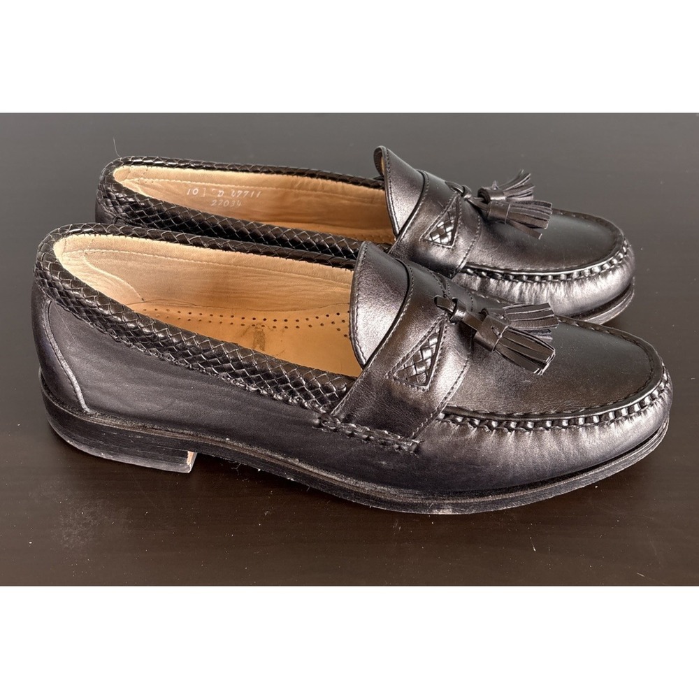 Allen Edmonds Maxfield Tassel Loafer Men 10 Black Leather Moc-Toe Made in USA